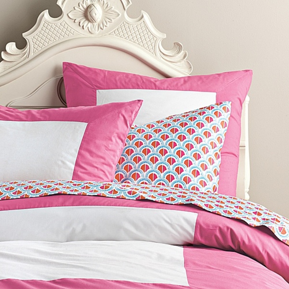 NWT Serena & Lily Frame Full / Queen duvet cover and 2 Standard shams, Juice